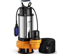 VEVOR Bomba Sumergible de Aguas Residuales 2200W 3HP Bomba de Agua Sumergible Flujo Máximo de 1000 L/min Bomba de Agua Sucia Elevación Máxima de 18 m para Bombear Agua de Piscinas, Sótanos, Estanques