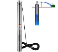 VEVOR Bomba Sumergible para Pozo Profundo, 1100W 230V 50Hz, 7,1 m³/h Caudal Máximo 105 m Cabeza Máxima con Cable Eléctrico de 19,4 m, Bombas de Agua de Acero Inoxidable para Riego Industrial y Uso Dom