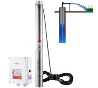 VEVOR Bomba Sumergible para Pozo Profundo, 2200W 230V, 9,8 m³/h Caudal 144 m Cabezal, con Cable de 19,4 m y Caja de Control Externa, Bombas de Agua de Acero Inoxidable para Riego Industrial y Uso Domé