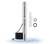 VEVOR Bomba Sumergible para Pozos Profundos con cable de 20 m, Potencia de Entrada 1100 W Caudal de 100 L/min, Altura de Elevación de 75 m para Riego Industrial y Uso Doméstico, Impermeabilidad IP68