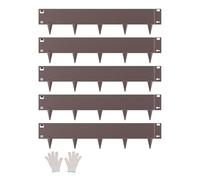 VEVOR Borde de Acero Galvanizado para Paisajismo, 990 x 207 x 1,5 mm, 5 Piezas de Borde de Metal Resistente a la Oxidación con Dientes Afilados, Divisor de Camino para Parterres de Flores, Marrón