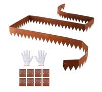 VEVOR Borde de Césped de Acero Corten, 1016 x 152 mm, 6 Piezas de Borde, 8 Placas de Conexión, Delimitador de Metal Exterior, Bordura de Jardín Flexible con Guantes para Paisajismo Senderos Parterres