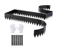 VEVOR Borde de Césped de Acero Galvanizado, 1016 x 203 mm, 6 Placas de Conexión, 6 Piezas de Borde, Delimitador Metálico Exterior, Bordura de Jardín con Guantes para Parterres Paisajismo Sendero