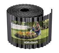 VEVOR Borde de Césped de Acero Galvanizado, 12,3 m x 15,5 cm, Separador Corrugado Metálico, Delimitador Exterior en Rollo, Bordura de Jardín Flexible con Guantes para Parterres Senderos Paisajismo