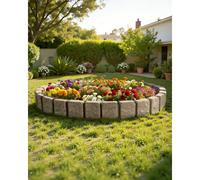 VEVOR Borde de Piedra Artificial para Jardín 120x10x23 cm, 4 Piezas de Borde de Césped Realista Flexible del Tamaño de un Ladrillo con Púas de Anclaje, para Caminos de Acceso y Pasarelas, Beige
