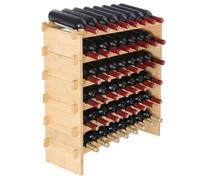 VEVOR Botellero para Vinos de Bambú de 6 Niveles 48 Botellas Estantería Modular Apilable 76,5 x 25 x 77,5 cm Estantería de Exhibición Independiente para Vinos para Cocina, Bar y Bodega, Color Natural