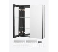 VEVOR Botiquín con Espejo para Baño, 2 Puertas con Espejo y Estantes de Vidrio Ajustables, Instalación Empotrada y Montada en Pared, Aluminio, Organizador de Almacenamiento, 662 x 135 x 762 mm