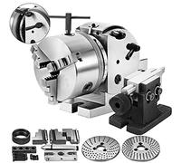 VEVOR BS-0 Cabeza Divisora de Precisión con Mandril de 3 Mordazas Contrapunto, Cabezal Divisor MT2 con Mandril de 168 mm, Cabezal Divisorio 23 kg, Altura de Centro de Indexación 100 mm con Placas