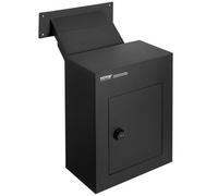 VEVOR Buzón de Pared 330 x 178 x 430 mm Buzón Pasante a Pared 70 a 200 mm de Acero Robusto Cerradura con Código Combinado para Cartas, Cheques, Llaves, Oficina en Casa, Negro, Placa Acero Resistente