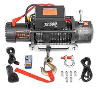 VEVOR Cabestrante Eléctrico 13,500 lbs / 6123.5 kg 12 V, con Cuerda de 24 m, Cabrestante Eléctrico, Polipastos Eléctricos con Control Remoto Inalámbrico (Cuerda de Sintética Resistente)