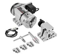 VEVOR Cabezal Divisorio Portabrocas de 3 Mordazas K11-100 mm, Fresadora CNC Eje Rotacional, Cabezal Indexador de Eje A, Altura Central de 65 mm, Contrapunto MT2, Relación de Engranaje 6:1