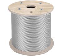 VEVOR Cable de Acero Inoxidable de 6,4 mm x 61 m, Cable Trenzado de Acero Inoxidable 7 x 19 Grado Marino, Resistencia a la Rotura 2900 kg para Barandillas, Guirnaldas de Luces Colgantes, Vallas