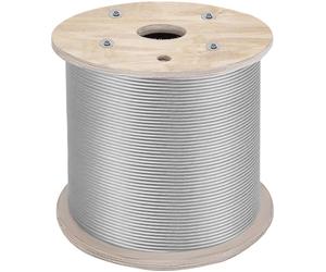 VEVOR Cable de Acero Inoxidable de 6,4 mm x 61 m, Cable Trenzado de Acero Inoxidable 7 x 19 Grado Marino, Resistencia a la Rotura 2900 kg para Barandillas, Guirnaldas de Luces Colgantes, Vallas