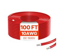 VEVOR 6mm²/10 AWG Cable de Extensión para Panel Solar 30,48m, Impermeable IP67, Rojo
