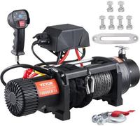 VEVOR, cabrestante eléctrico de 12V, capacidad de 4536 kg (10000 lbs), ideal para vehículos todoterreno, motores, vehículos pesados y hasta yates. Incluye cable de nylon y control remoto inalámbrico. 