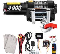 VEVOR - Cabrestante eléctrico de 4000 lbs / 1814 kg, cabrestante eléctrico de 12V con control remoto, motor cabrestante eléctrico de 1,8 CV con control remoto para remolques, automóviles, camiones y b