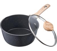 VEVOR Cacerola de Gran Capacidad de 2,37 L con Tapa de Vidrio Templado, Olla para Sopa y Verduras con Asa Extraíble, Revestimiento Antiadherente, Aleación de Aluminio, , 370 x 210 x 155 mm