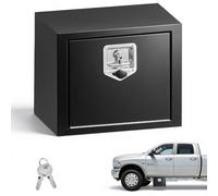 VEVOR Caja de Almacenaje para Camión 457x305x356 mm, Caja de Herramientas de Acero con Cerradura y Llaves, para Debajo de Carrocería del Camión, con Asa en T para Furgoneta, SUV, Camioneta, Negro