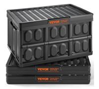 VEVOR Cajas de Almacenamiento Plegable de PP con Tapas 45 L 3 Piezas, Negro
