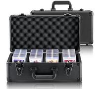 VEVOR Caja de Almacenamiento de Tarjetas Graduadas, 4 Ranuras, Estuche de Transporte para Tarjetas Deportivas Graduadas con Divisores de Espuma con Cerradura de Llave, para 108 Tarjetas Graduadas PSA 