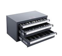 VEVOR Caja de Almacenamiento para Fresas 1/8-1 pulgada Caja Vacía para Cortadores de 3 Cajones 29 Compartimentos Dispensador de Cortadores 37,5x20x20 cm Apilable Fácil Identificación para Taller Broca
