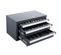 VEVOR Caja de Almacenamiento para Fresas 1/8-1 pulgada Caja Vacía para Cortadores de 3 Cajones 29 Compartimentos Dispensador de Cortadores 37,5x20x20 cm Apilable Fácil Identificación para Taller Broca