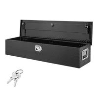 VEVOR Caja de herramientas de aluminio para camión, caja de basura con cerradura de 121,9x38,1x38,1 cm con llaves y asas laterales para almacenamiento de contenedores de basura, Negro