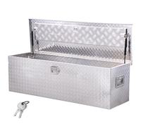 VEVOR Caja de herramientas de aluminio resistente para caja camioneta, con placa de diamante, asa lateral y llaves seguridad, para remolque, camioneta, autocaravana, 1244,6 x 381 x 381 mm, Plata