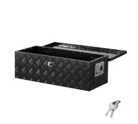 VEVOR Caja de Herramientas de Aluminio Resistente para Caja de Camioneta, con Diseño a Rayas, Asa Lateral y Llaves Seguridad, a Remolque, Camioneta, Autocaravana, 762 x 330,2 x 243,84 mm, Negro