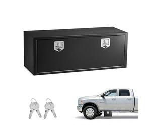 VEVOR Caja de Herramientas para Camión 1219x457x457 mm, Caja de Almacenaje de Acero para Debajo de Carrocería del Camión, con Cerradura y Llaves, con Asa en T para Furgoneta, SUV, Camioneta, Negro