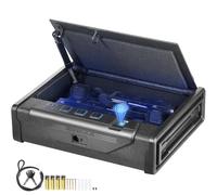 VEVOR Caja Fuerte Biométrica para Pistola de Acero para 2 Pistolas con 3 Formas de Acceso de Huella Dactilares, Contraseña y Llave Caja Fuerte para Armas para Joyería Documentos Pistolas, 28x18x5 cm 1