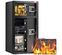 VEVOR Caja Fuerte de 155,74 L con Puertas Dobles, Cerradura con Llave y Contraseña, Bolsa Ignífuga, Estante para Llaves, Luz LED y 2 Divisores Ajustables y Extraíbles para Dinero, Documentos, Negro