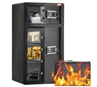 VEVOR Caja Fuerte de 203,88 L con Puertas Dobles, Cerradura con Llave y Contraseña, Bolsa Ignífuga, Estante para Llaves, Luz LED y 2 Divisores Ajustables y Extraíbles para Dinero, Documentos, Negro