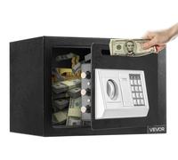 VEVOR Caja Fuerte de 17 L, Caja de Seguridad Electrónica 25 x 35 x 25 cm con Contraseña, Pomo Giratorio, Ranura Frontal Bloqueable y 2 Llaves, para Efectivo, Joyas, Documentos y Facturas, Negro