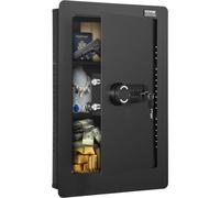 VEVOR Caja Fuerte de Pared de 3 Niveles con Teclado, 3 Estantes Extraíbles y 6 Llaveros, Acero Laminado en Frío Q235 con Luz LED y Alarma de Vibración para Dinero, Joyas y Pasaporte, 610 x 360 x 82 mm