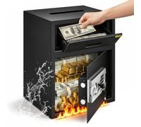 VEVOR Caja Fuerte 48 L (36 x 30 x 45 cm), Caja Fuerte para Oficina o Uso Doméstico de 1,2 mm de grosor, Caja Fuerte Empotrable Pequeña en Forma de Cajón, Caja de Seguridad con Pantalla LED y Llave