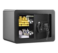 VEVOR Caja Fuerte Digital de 14 L Caja Fuerte de Seguridad 2 Tipos de Desbloqueo Contraseña y Llaves Antirrobo Estructura de Acero Antirrobo con Alarma para Hogar Plata Joyería, 350 x 250 x 250 mm