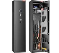 VEVOR Caja Fuerte para 6 Rifles con Huella y Bloqueo de Teclado Digital Caja Fuerte de Arma con Casillero de Almacenamiento Incorporado y Estante Extraíble para Pistola y Pistola Larga en el Hogar