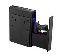 VEVOR Caja Fuerte para Pistolas Control Deslizante, 3 Formas de Acceso por Huella Dactilares, Contraseña y Llave, Caja Fuerte para Armas con Iluminación, Capacidad de 1 Pistola y 1 Cargador, Negro