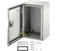 VEVOR Caja NEMA de Acero al Carbono 30 x 20 x 15 cm Caja de Gabinete Eléctrico NEMA 4X IP66 a Prueba de Agua y Polvo Caja de Conexiones Eléctricas para Interiores y Exteriores con Placa de Montaje