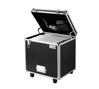 VEVOR Caja Organizadora de Archivos con Ruedas, Tamaño Interno 396,2 x 320 x 381 mm, Estuche Portátil para Documentos con Cerradura y Asa Telescópica, para Oficina, Viajes de Negocios, Negro