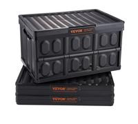 VEVOR Cajas de Almacenamiento Plegable de PP con Tapas 45 L 3 Piezas, Negro
