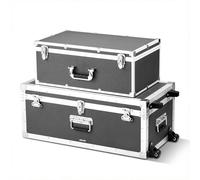VEVOR Cajas de Transporte y Almacenamiento, Juego de 2 Piezas, Grande 763 x 392 x 312 mm, Pequeña 600 x 350 x 240 mm, Caja de Madera con Cerradura Asas de Metal Ruedas, para Viajes Equipo, Color Gris
