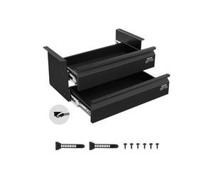 VEVOR Cajones Deslizables Debajo del Escritorio 2 Capas Cajón Extraíble Montado Debajo de Mesa Organizador de Almacenamiento Oculto de Escritorio para Oficina, Hogar, Taller, 457 x 227 x 200 mm