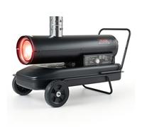 VEVOR Calefactor de Queroseno 30 kW 1100 m³/h Calentador de Aire Forzado, con Depósito de 50 L, Hasta 17 h de Uso, Termostato, Pantalla Digital, Manómetro y Ruedas para Garajes, Talleres y Almacenes