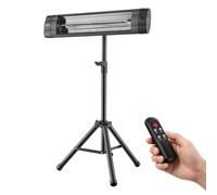 VEVOR Calefactor Infrarrojo Exterior 2500 W Estufa con Trípode para Terraza | para Patios, Balcones y Espacios al Aire Libre, con 3 Modos de Calefacción, Pantalla, Mando a Distancia y Tubos de Carbono