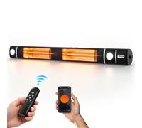 VEVOR Calefactor Infrarrojo Exterior 3000 W, Estufa Eléctrica de Pared con WiFi, 3 Modos de Calefacción, Mando a Distancia, Tubos Halógenos, Uso Exterior Cubierto para Patios, Balcones y Terrazas,