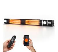 VEVOR Calefactor Infrarrojo Exterior 3000 W, Estufa Eléctrica de Pared | para Patios, Balcones y Terrazas, con WiFi, 3 Modos de Calefacción, Mando a Distancia, Tubos Halógenos, Uso Exterior Cubierto