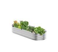 VEVOR Cama de Jardín Elevada de Metal 1195 x 585 x 270 mm con Fondo Abierto para Exteriores, Jardinera Ovalada Galvanizada para Jardinería de Verduras, Flores, Hierbas y Plantas Suculentas, Plateado