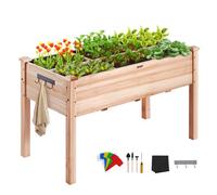 VEVOR Cama Elevada de Jardín 120 x 58 x 76 cm Jardinería Elevada de Madera de Abeto para Cultivo de Flores Plantas Hierbas Huerto Urbano para Jardín Terraza Patio Balcón Color de Madera con Accesorios